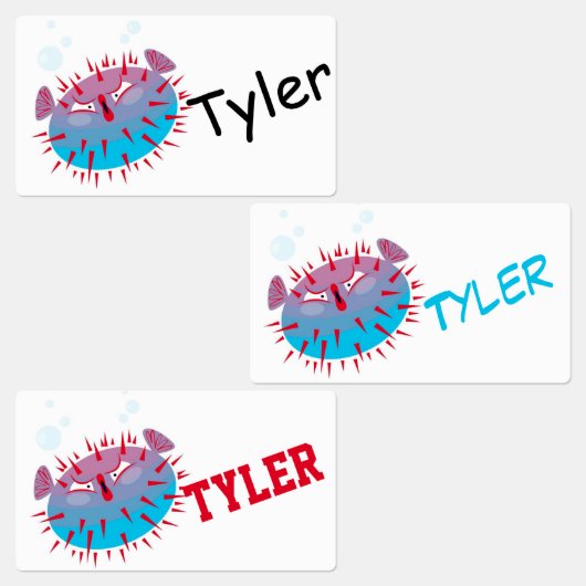 Cute caricature Étiquettes de poissons-fleurs (Groupe)