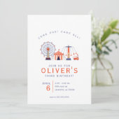 Cute Carnival Circus Birthday Party Invitation Kaart (Staand voorkant)