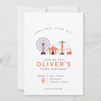 Cute Carnival Circus Birthday Party Invitation Kaart