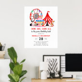 Cute Carnival Circus Show Birthday Kind Poster (Thuiskantoor)