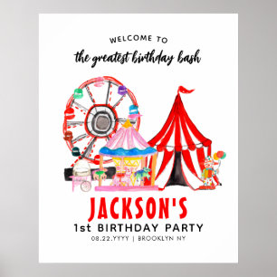 Cute Carnival Circus Show Birthday Kind Poster
