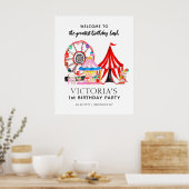 Cute Carnival Circus Show Kind Birthday Po Poster (Keuken)