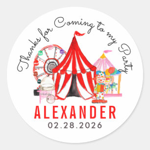 Cute Carnival Circus Show Kind Dank u wel Ronde Sticker