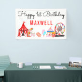 Cute Carnival Circus Show Kinderen Birthday Spandoek (Beurs)