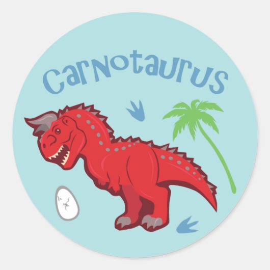 Cute Carnotaurus Ronde Sticker (Voorkant)