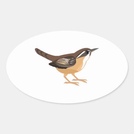 Cute Carolina Wren Ovale Sticker (Voorkant)
