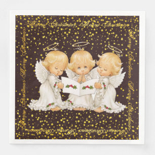 Cute Caroling Angels Dinner Paper Napkin Servet