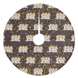 Cute Caroling Angels Fleece Tree Skirt Fleece Kerstboom Rok