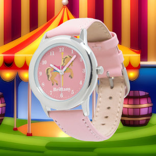 Cute carousel horse add name watch horloge
