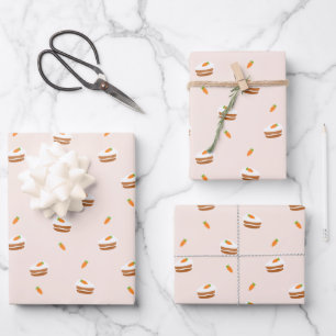 Cute Carrot Cake Pattern Inpakpapier Vel