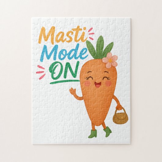 Cute Carrot Masti Mode ON Puzzle Fun Cartoon Cute  (Vertical)