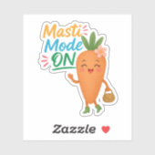 Cute Carrot Masti Mode ON Sticker Sheet Fun Cartoo (Feuille)