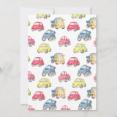 Cute Cars Baptism 1er Anniversaire Invitation (Dos)