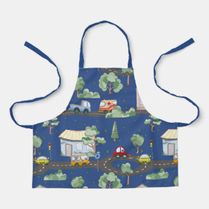 Cute Cars in Town Pattern for Little Boys Blue Schort