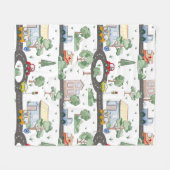 Cute Cars in Town Pattern for Little Boys Fleece Deken (Voorkant (Horizontaal))