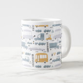 Cute Cars in Traffic Pattern Extra Grote Beker (Voorkant rechts)