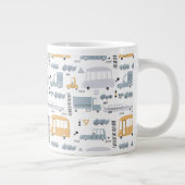 Cute Cars in Traffic Pattern Extra Grote Beker (Rechts)