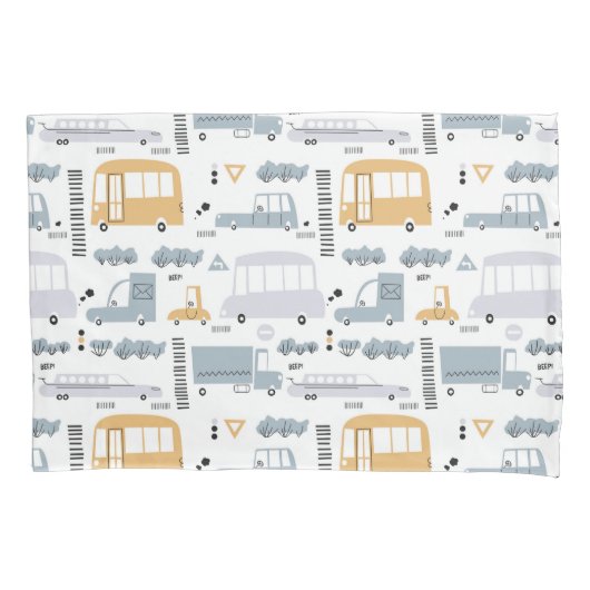 Cute Cars in Traffic Pattern Kussensloop (Voorkant)