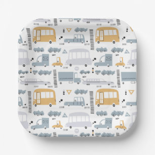 Cute Cars in Traffic Pattern Papieren Bordje