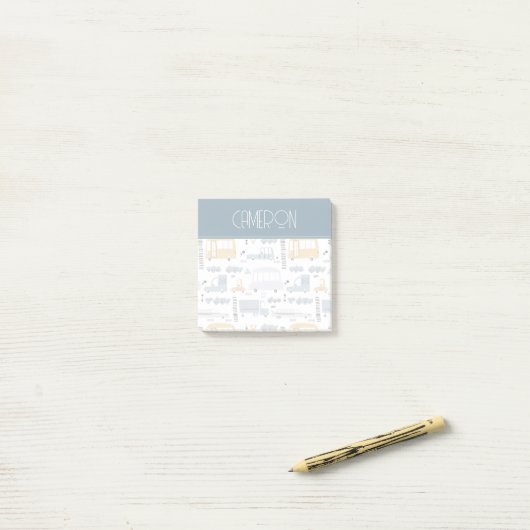 Cute Cars in Traffic Pattern Post-it® Notes (Op bureau)