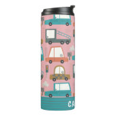 Cute Cars Trucks Pink Personalized Thermosbeker (Gedraaid links)