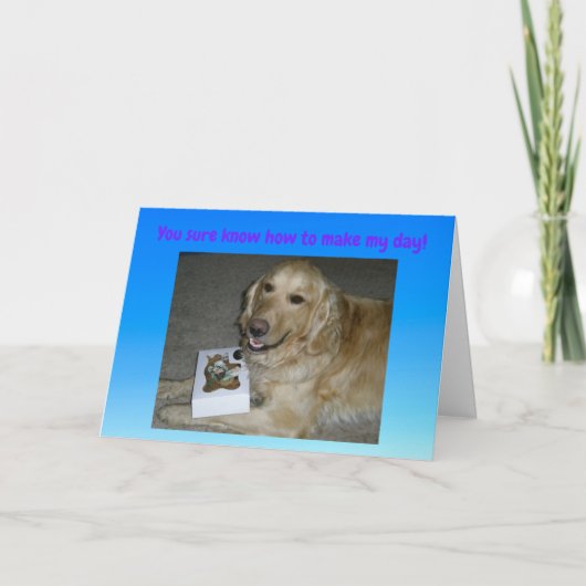 Cute Carte de remerciements Golden Retriever avec (Devant)