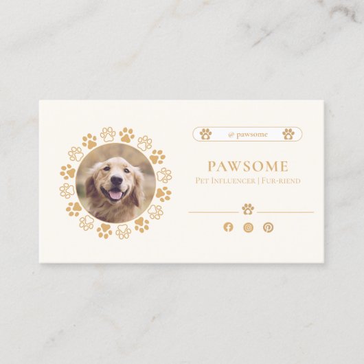 Cute Carte de visite d'influence pour animaux de c (Devant)