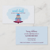 CUTE CARTE DE VISITE pâtisserie aqua bleu rouge (Devant / Derrière)