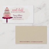 CUTE CARTE DE VISITE pâtisserie de gâteau rouge or (Devant / Derrière)