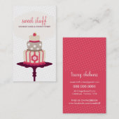 CUTE CARTE DE VISITE pâtisserie de gâteau rouge or (Devant / Derrière)