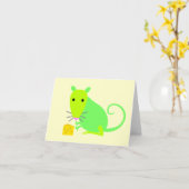 Cute Carte pour notes Rat (Fleur jaune)