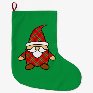 Cute Carton Gnome Drawing Red Green Kerstmis Grote Kerstsok