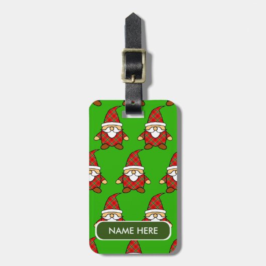 Cute Carton Gnome Patroon Kerstmis - Aangepaste na Bagagelabel (Voorkant verticaal)