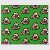 Cute cartoon aap met santa hat cadeaupapier (Vlak)