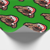 Cute cartoon aap met santa hat cadeaupapier (Hoek)