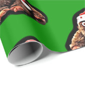 Cute cartoon aap met santa hat cadeaupapier (Rol Hoek)