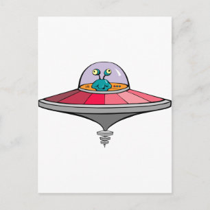 Cute Cartoon Alien in een ufo Briefkaart