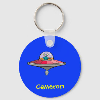 Cute Cartoon Alien in UF persoonlijke naam Gift Sleutelhanger