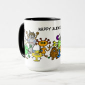 Cute Cartoon Aliens Mok (Voorkant links)