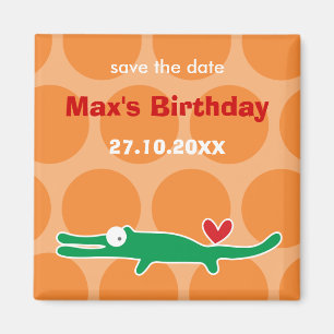 Cute Cartoon Alligator Kind Birthday Party Magnet Magneet