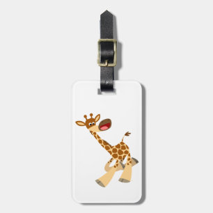 Cute Cartoon Ambling Giraffe Bagagelabel