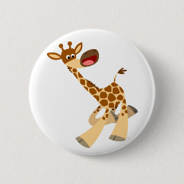 Cute Cartoon Ambling Giraffe Button Badge