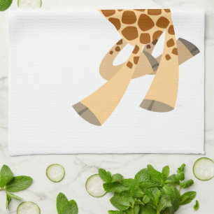 Cute Cartoon Ambling Giraffe Serviette de cuisine