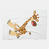 Cute Cartoon Ambling Giraffe Serviette de cuisine (Horizontal)