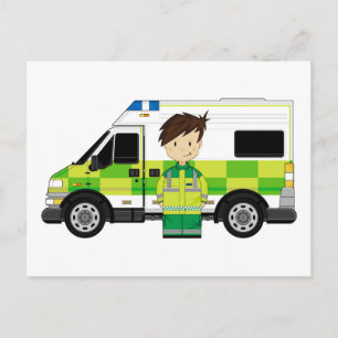 Cute Cartoon Ambulance en EMT Briefkaart
