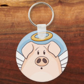 Cute Cartoon Angel Pig Sleutelhanger (Voorkant)
