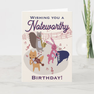 Cute Cartoon Animal Band Woodland Musical Birthday Kaart