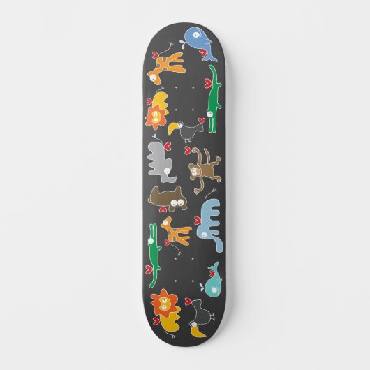 Cute Cartoon Animals Family with Love Hearts Kinde Skateboard (Voorkant)