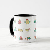 Cute Cartoon Animaux Motif Mug - Black Rim & Han (Devant gauche)