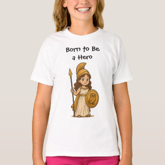 Cute Cartoon Athena Goddess – Born to Be a Hero T-shirt